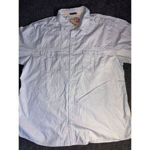 Nautica Western Shirt Men 2XL Blue Chest Pockets Short Sleeve Collar Button Down